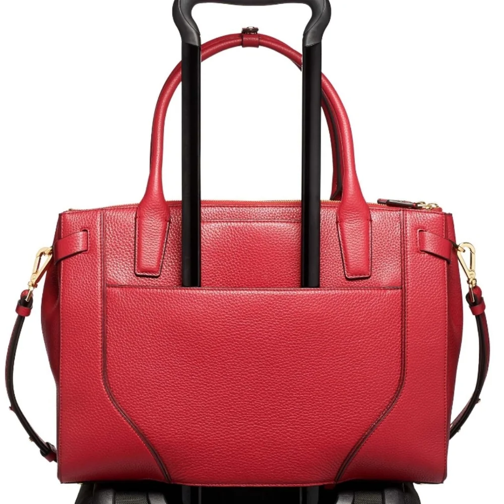 Tumi Stanton Kiran Leather Tote in Raspberry Red - Picture 2 of 15